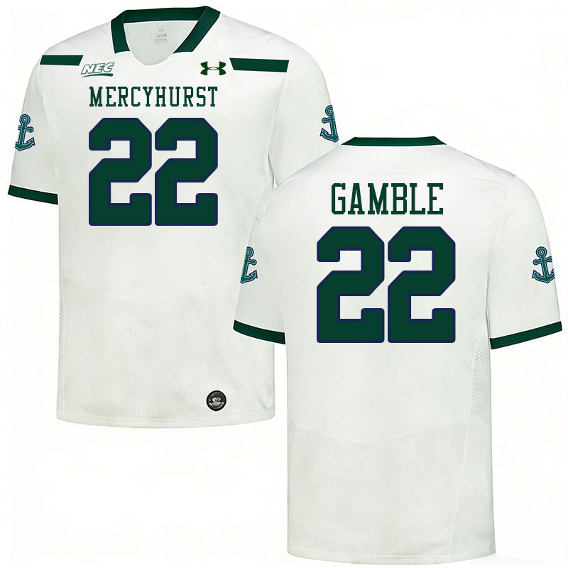 Mercyhurst Lakers #22 Jameir Gamble College Football Jerseys,Uniforms Stitched-White